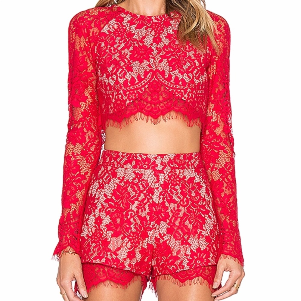 The jet set diaries red lace shorts